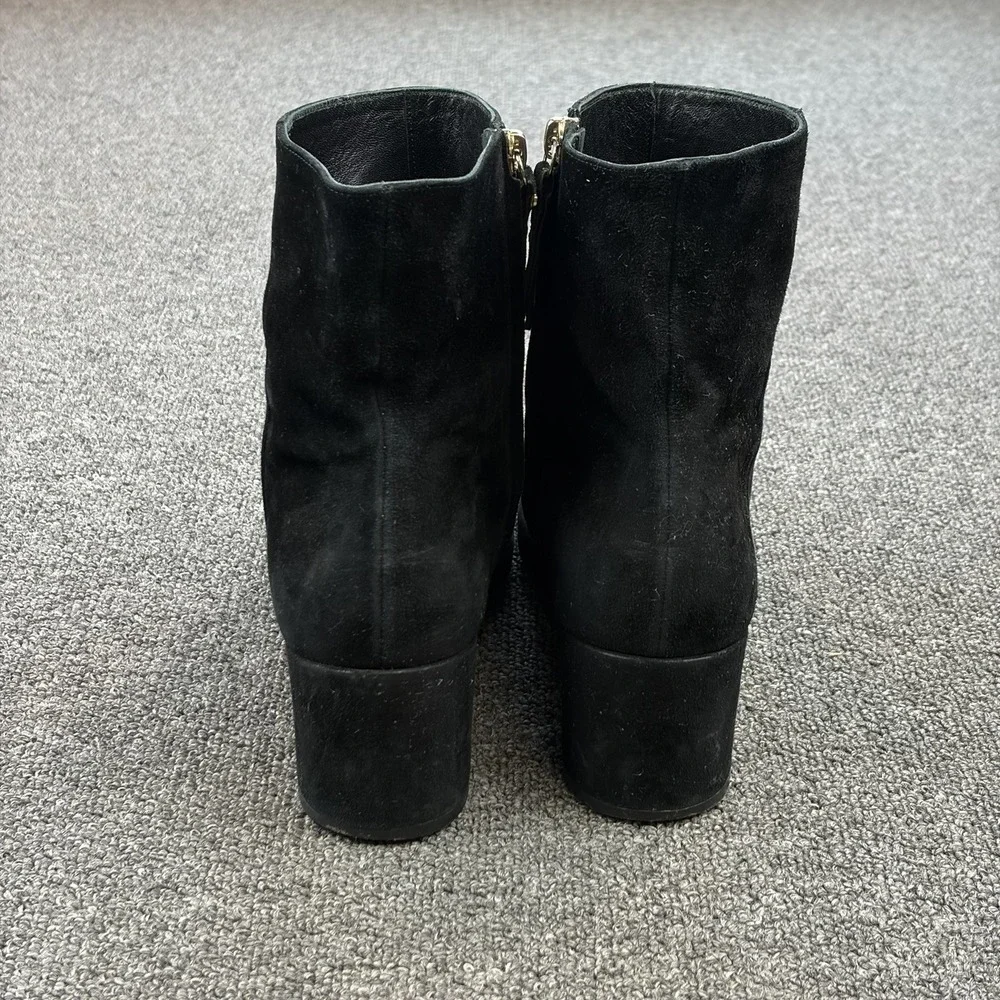 M.Gemi Women's EU 40 Black Suede Ankle Boots Block Heel Zip Made in Italy